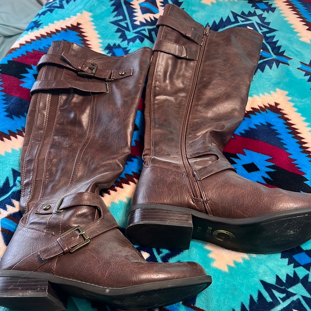 Brown knee high boots